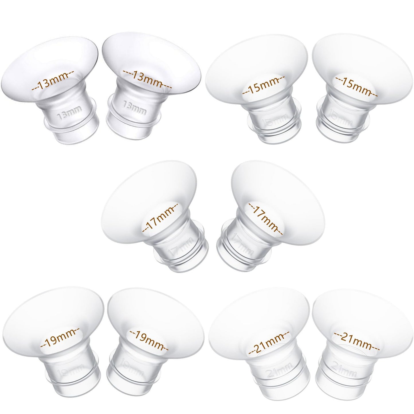 10PCS Flange Insert 13/15/17/19/21mm*2PCS Compatible with Momcozy M5/M6/M9/S12 Pro/S9 Pro/V1 Pro/V2 pro, Spectra/Medela/Elvie/NC