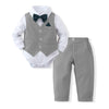 Disaur Baby Boy Suit Long Sleeve Infant White Shirt Gray Vest Pants Bow Tie Baby Boy Thanksgiving Outfit 9 12 Months 1T