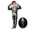 4T Toddler Skeleton Costumes Kids Halloween Skeleton Costume Glow In The Dark With Gloves White Bones Stretch Body Suit For Boys