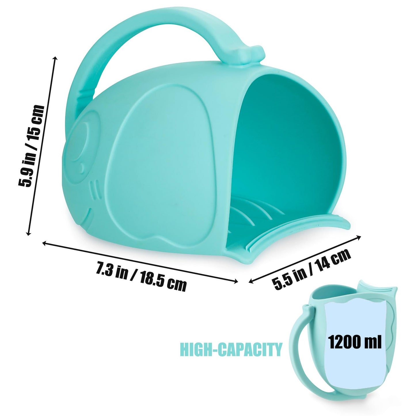 Pandaear Baby Bath Rinse Cup, Silicone Baby Shampoo Rinser With 2 Baby Bath Sponge & 2 Bath Brush For Infants, Toddler Body Wash