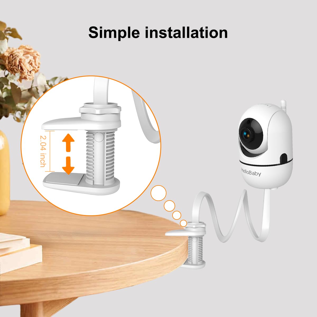 Hellobaby Monitor Mount Compatible With Hb6550/ Hb6560/ Hb65/ Hb66/ Hb6351/ Hb40/ Hb6339/ Hb6336/Hb6081, Flexible Clip Clamp Mou
