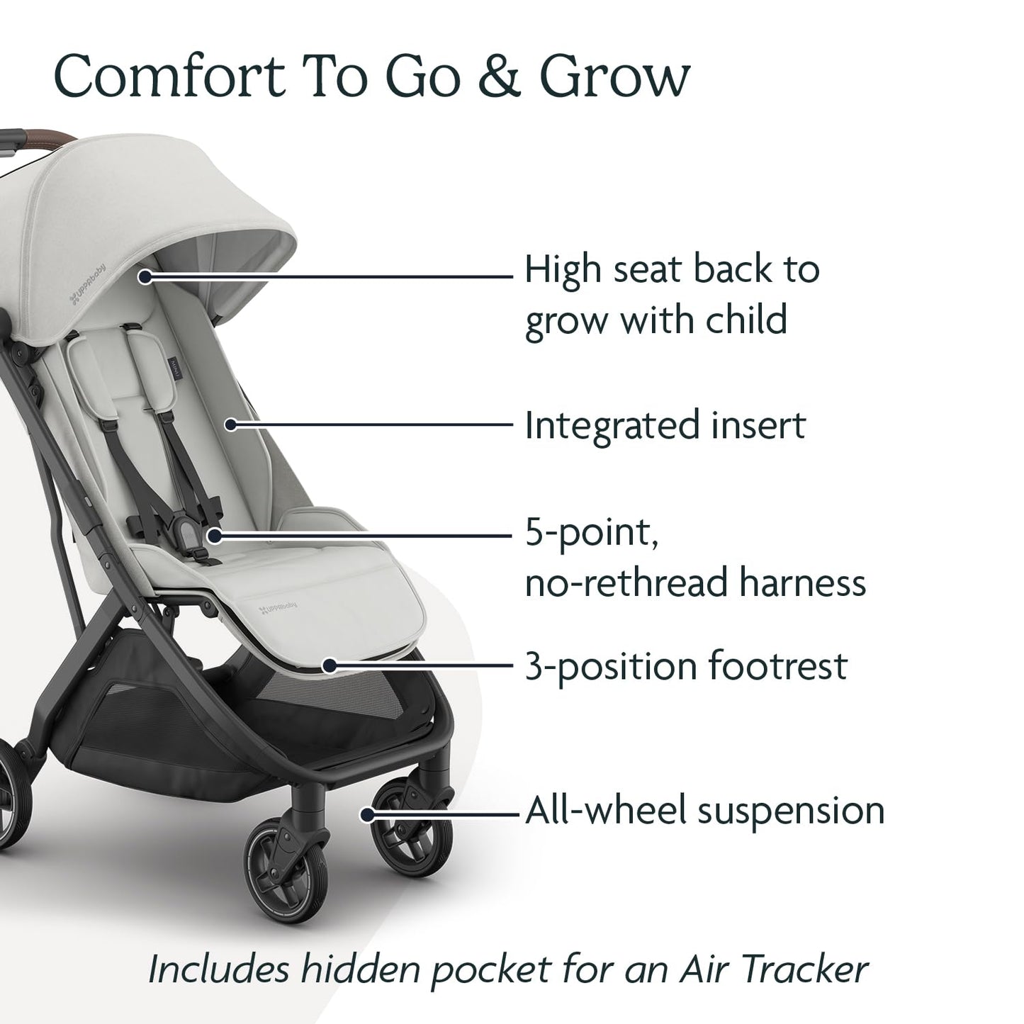 Uppababy Minu V3 Travel Stroller | Lightweight + Compact Design | One-Hand Fold + Unfold | From Birth + Overhead Compatible | Sa