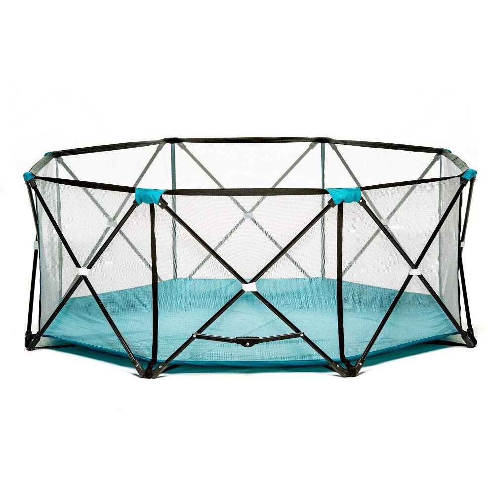 Regalo My Play Deluxe Extra Large Portable Play Yard Indoor and Outdoor, Bonus Kit, Washable, Teal, 8-Panel