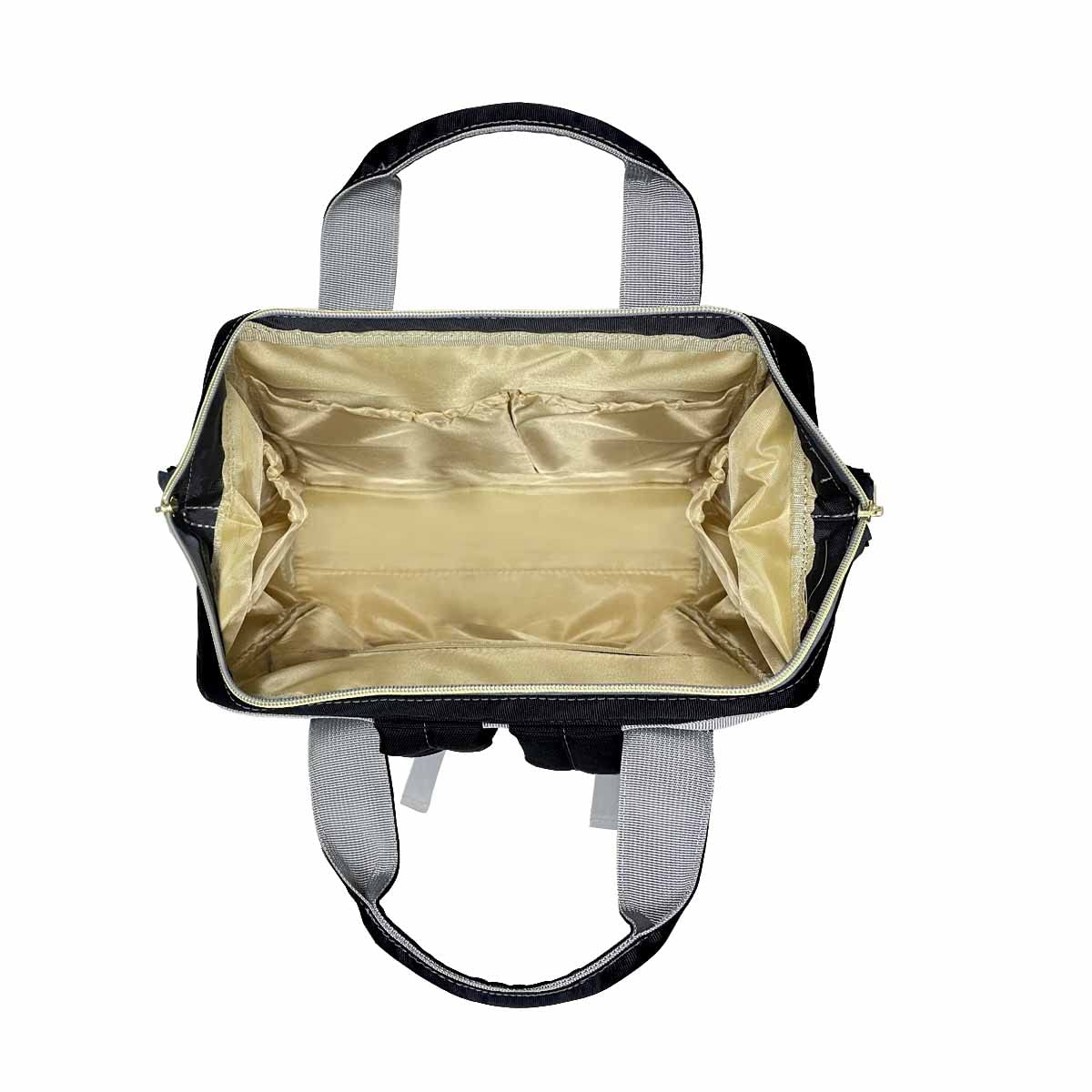 Customized Diaper Bag Backpack, Personalized Colorful Text Backpack With Name Black Mummy Nappy Baby Bag Shoulders Bag Casual Da