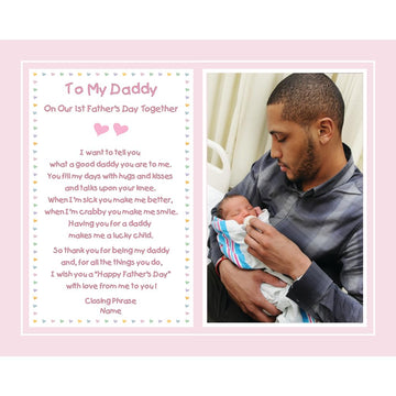 1St Father'S Day Together From Daughter To Daddy, Custom Gift With Name And Photo Of New Baby Girl, 8X10 Inch Print
