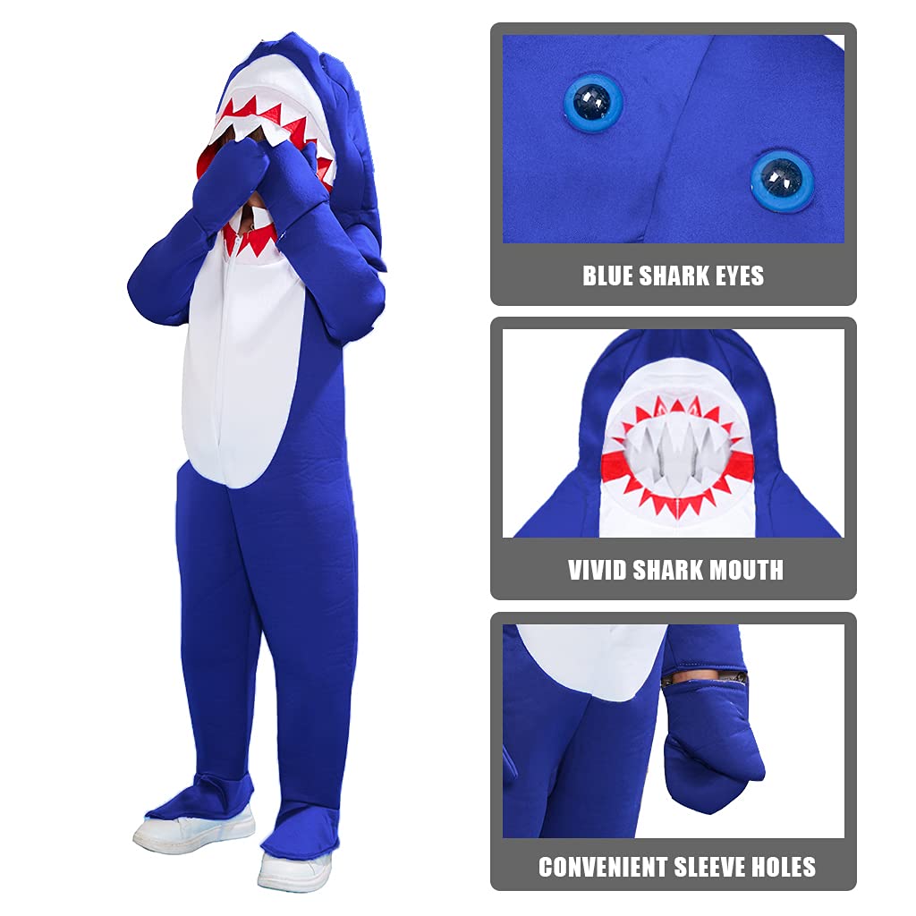 Reneecho Boy'S Shark Costume Halloween Kids Sea Animal Suit Onesie Shark Tail Fin Dress