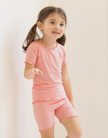 Vaenait Infant Kids Toddler Girls Boys Short Sleeve Sleepwear Pajamas 2Pcs Set Shirring Peachrose L