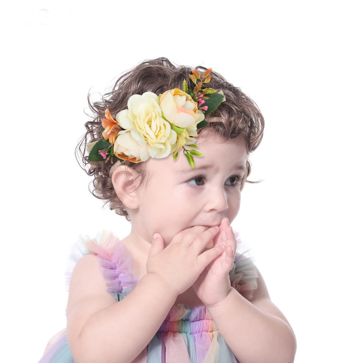 Cinaci 6 Pack Delicate Floral Rose Daisy Flower Super Stretchy Soft Nylon Headbands Hair Bands Accessories For Baby Girls Newbor