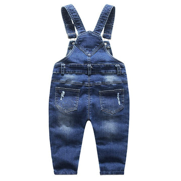 Kidscool Space Baby Little Child Cute Ripped Adjustable Straps Jean Overalls,Blue,12-18 Months