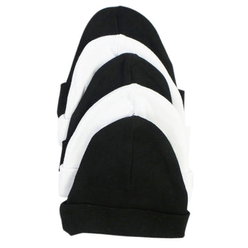 Black & White Baby Caps (Pack Of 5)