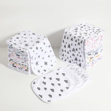 Gelisite 5 Pack Cotton Baby Burp Cloths Extra Absorbent Soft For Baby Boys And Girls (Black-2)