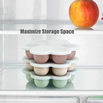 Pandaear 3 Pack Baby Food Freezer Tray With Lids, Silicone Baby Fruit Food Feeder Teether Tray, Baby Food Storage Container Ice