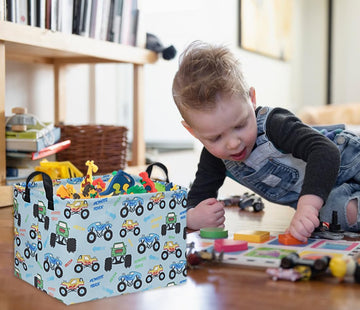 Ddbasket Rectangular Monster Truck Basket Kids Gift Basket Empty Baby Basket For Boys Toy Storage Basket Organizer Bin Box Monst