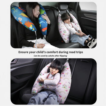 Kids' Travel Pillow Headrest Washable Cover Travel Pillow Cushion For The Back Seat Of Car Seat Belt Adjuster For Child Sleeping