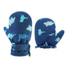 Toddler Waterproof Mittens Fleece Lined Baby Boys Girls Winter Warm Glove Kids Snow Infant Ski Mitten For 3M-5T (Blue Dinosaur,