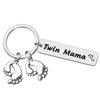 Twin Mom Gift Keychain New Mom Gift Jewelry Mommy To Be Gift Mother Of Twins Jewelry Twin Mama Keyring Key Chain Pregnant Gift T