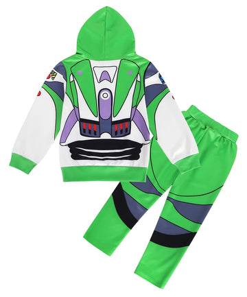 Eledobby Buzz Lightyear Costume For Boys Sweatshirt+Pants Set Kids Halloween Outfit Boy Costumes Hoodie Green Size 9-10 Years
