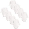 Touched By Nature Baby Organic Cotton Long-Sleeve Bodysuits, White, 6-9 Months