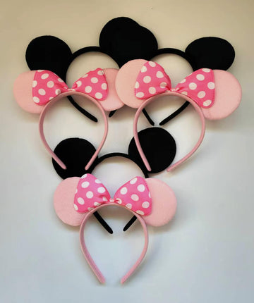 Newtgan 20 Pcs Mouse Ears Headbands For Birthday Party Theme Park Costume Play Celebration For Boys And Girls (Black,Pink) (Pink