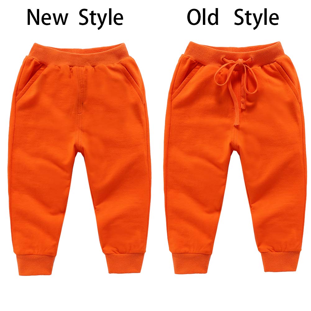 Haxico Unisex Kids Solid Cotton Drawstring Waist Winter Pants Toddler Baby Bottoms Active Sweatpants Orange, 3T