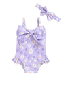 Mioglrie Baby Girl Swimsuit Infant Bathing Suits Newborn 0-3 Month For Girls Summer Beach Swim Suit Purple Floral One Piece Swim