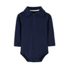 Teach Leanbh Infant Baby Polo Bodysuit Cotton Long Sleeve Pure Color Shirt 3-24 Months (12 Months, Navy)
