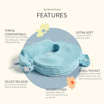 My Brest Friend Deluxe Nursing Pillow For Breastfeeding & Bottle Feeding, Enhanced Posture Support, Double Straps & Removable Ex