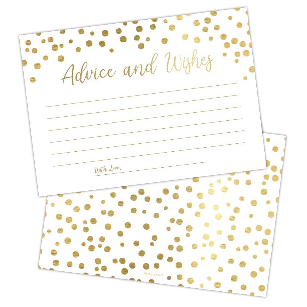 Set Of 50 Gold Advice And Wishes Cards, Perfect For The Bride And Groom, New Mr And Mrs, Baby Shower, Bridal Shower, Wedding Sho