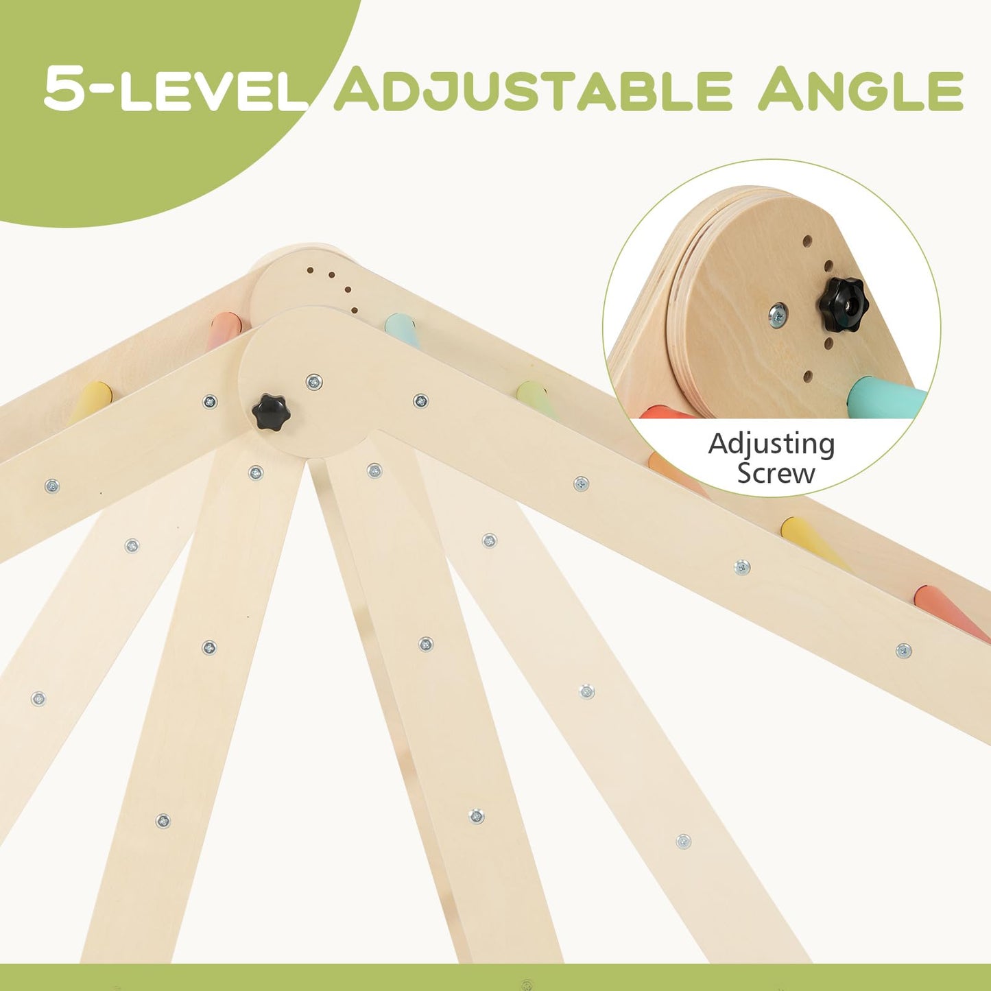 Olakids Pikler Triangle Set 8 In 1 Climbing Toys For Toddlers Foldable Wood Montessori Jungle Gym With Toddler Tower Angle Adjus