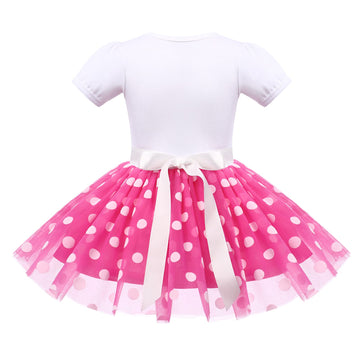 Imekis Mouse 4Th Birthday Outfit Baby Girls Dress Polka Dots Mini Tutu Headband Four Years Old Cake Smash Photo Shoot Kids Fourt