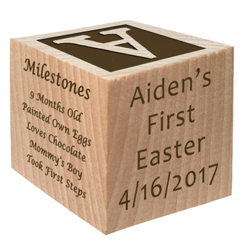 Baby'S First Easter Gift 2024 - Personalized Block Easter Gift Custom Engraved Wooden Baby Block For Boy And Girl Choose Image E
