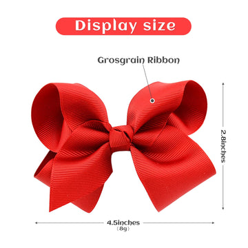 2 Pcs 4.5' Hair Bows For Girls Alligator Clips Grosgrain Ribbon Solid Color Hair Accessories For Little Teen Toddler Girls Kids