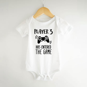 Bump And Beyond Designs Baby-Boys Funny Gamer Pregnancy Announcement For Dad And Grandparents Gift Leotard White, 0-3 Months