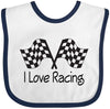 Inktastic I Love Racing Baby Bib White And Navy 6520