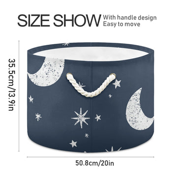 Alaza Moon Stars And Clouds On The Midnight Sky Storage Basket Gift Baskets Large Collapsible Laundry Hamper With Handle, 20X20X