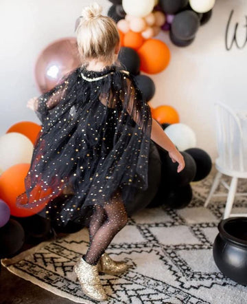 Twopumpkin Toddler Kids Little Girl Halloween Costumes Fariy Witch Sparkle Cape Glitter Cloak Baby Princess Party Outfit (Sparkl