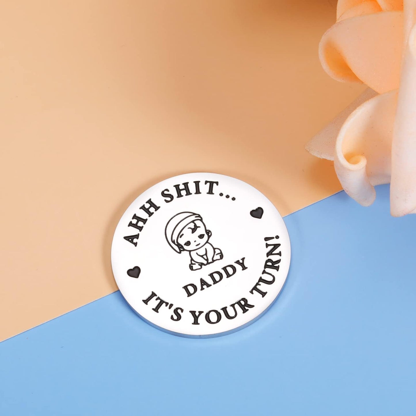 Funny Baby Gift New Dad Mom Decision Coin Gifts For Dad Mom To Be, Pregnancy Gifts For First Time Moms Dads Daddy Mummy, Baby Sh