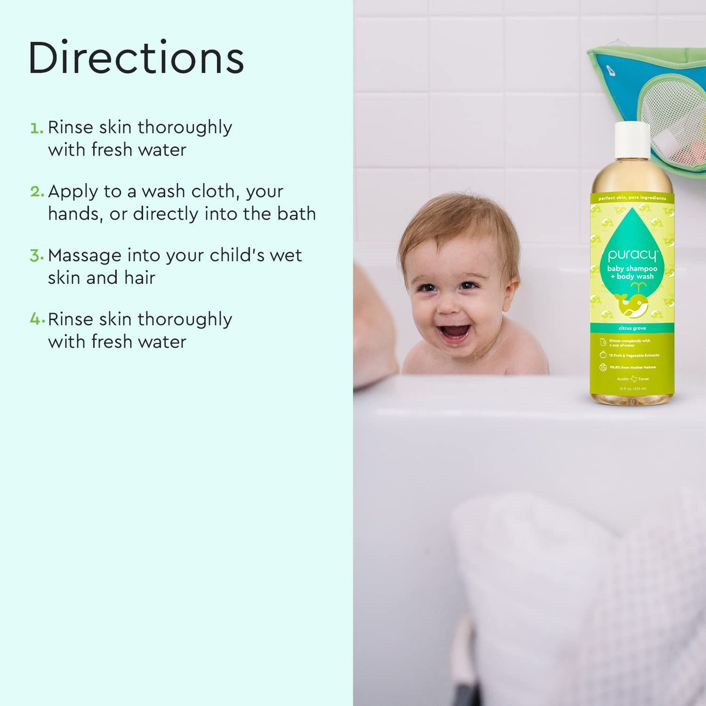 Puracy Shampoo & Body Wash For Children, Gently Scented Natural Baby Wash For Sensitive Skin, Plant-Based Baby Shampoo And Daily