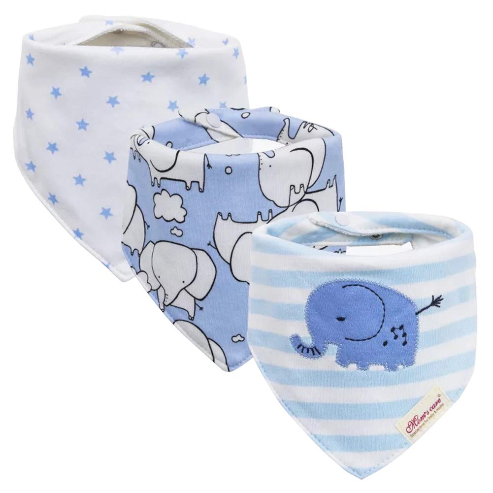 Jn&Lulu 3 Pack Newborn Baby Bibs Bandana Drool Bibs For Drooling Cotton Baby Gifts (Light Blue)