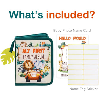 Urban Kiddy Baby'S My First Family Album | Soft Photo Cloth Book Gift Set For Newborn Toddler & Kids (Safari)