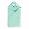 Hi mom Kids World Baby Hooded Bath Towel, Blue, Cotton Terry, Bear Design with Embroidered Face and Pompom Ears (Green, 80X80)