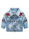 Abolai Baby Girls' Rose Embroidery Button Down Jeans Jacket Top Blue 100