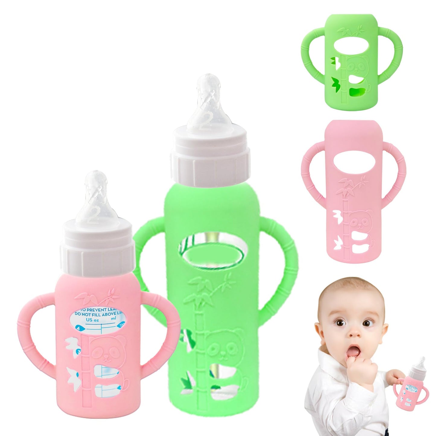 4 Pack Baby Bottle Handles Compatible with Dr Browns Glass Bottles