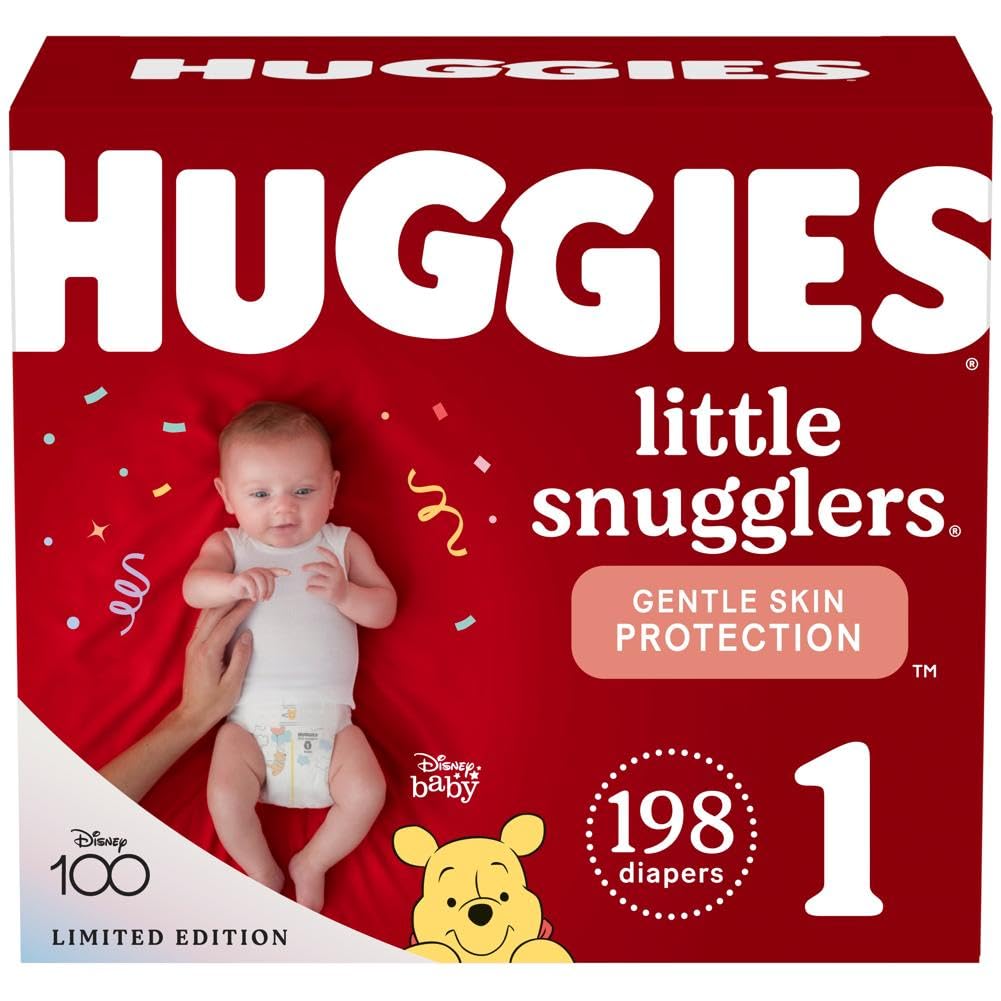 Huggies Size 1 Diapers, Little Snugglers Newborn Diapers, Size 1 (8-14 Lbs), 198 Count