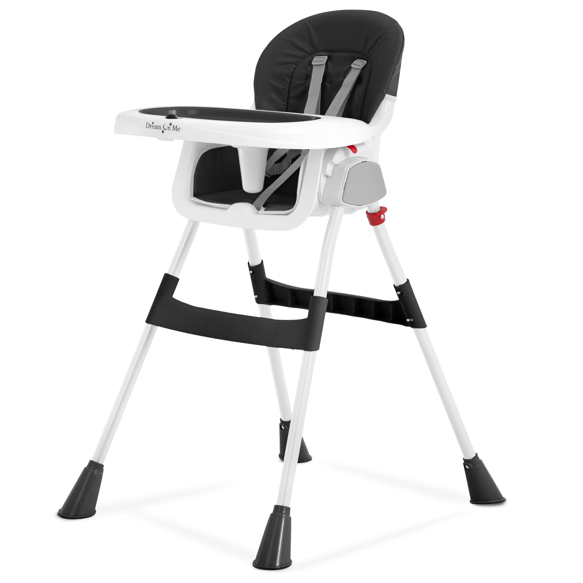 Dream On Me Portable 2-In-1 Tabletalk High Chair In Black, Three Adjustable Height Settings, Lightweight Portable High Chair, Ea