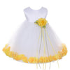Igirldress Baby Girls Satin Bodice Flower Pageant Petal Dress Infant 12Mos White/Yellow