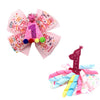2PACK Hair Bow Hair Clips for Baby Girls, Sprinkle Confetti 1th Birthday Decorations Girl, Pink Baby Girls Ice Cream Hair Bows H