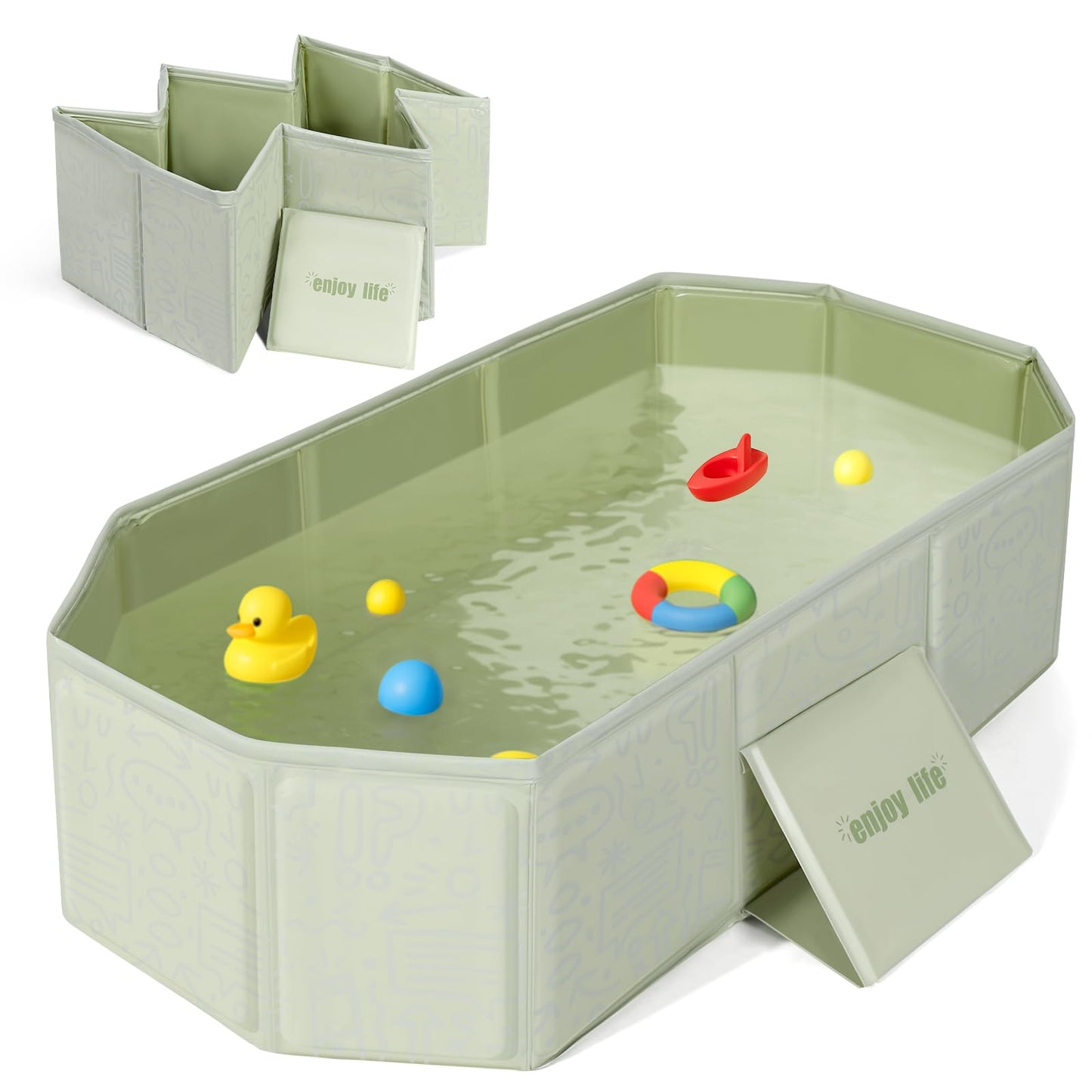 Orzbow Collapsible Baby Bathtub, Toddler Bathtub with Non-Slip Base, Portable Bath Tub for Kids Infant 12 Months+ Travel, Easy t