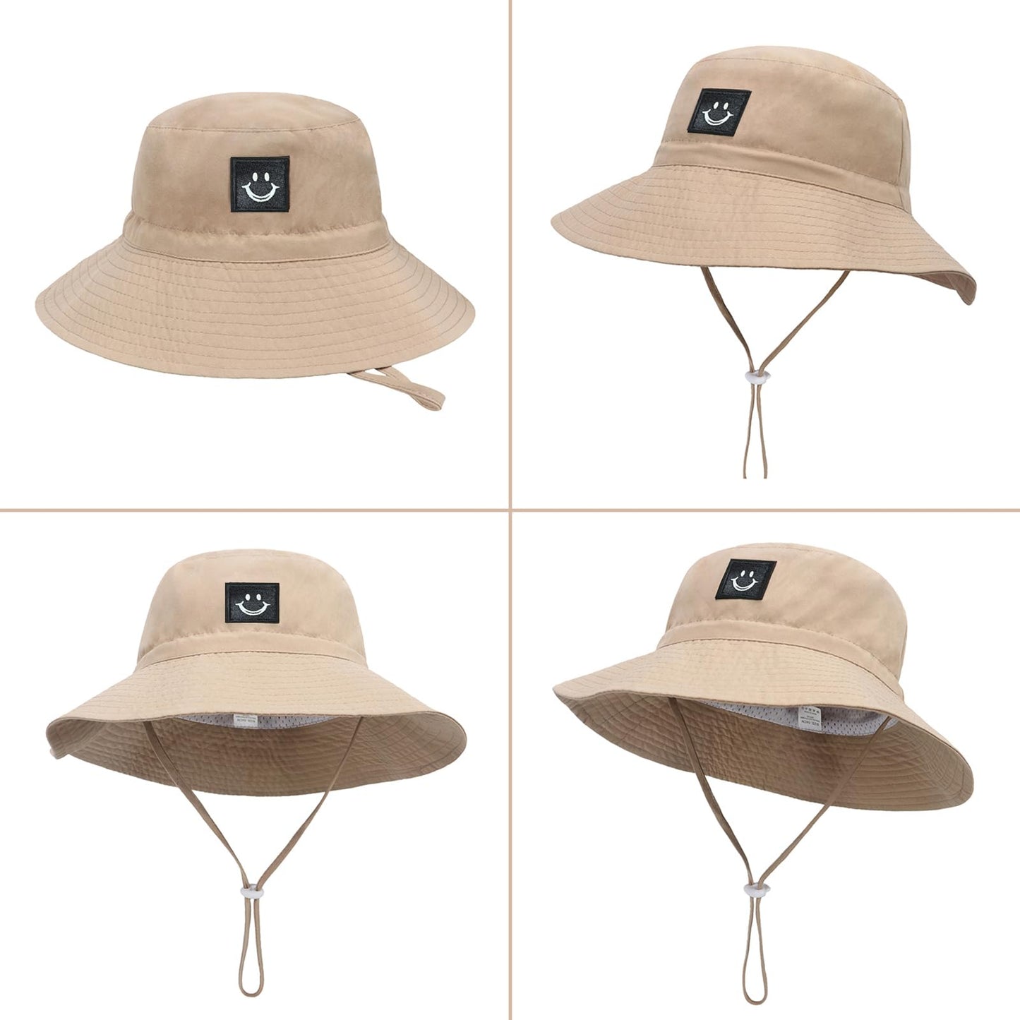 Baby Sun Hat Smiling Face Upf 50+ Beach Toddler Bucket Hat For Baby Boys And Girls, Toddler Kids Wide Brim Sun Hats Cap (Us, Age