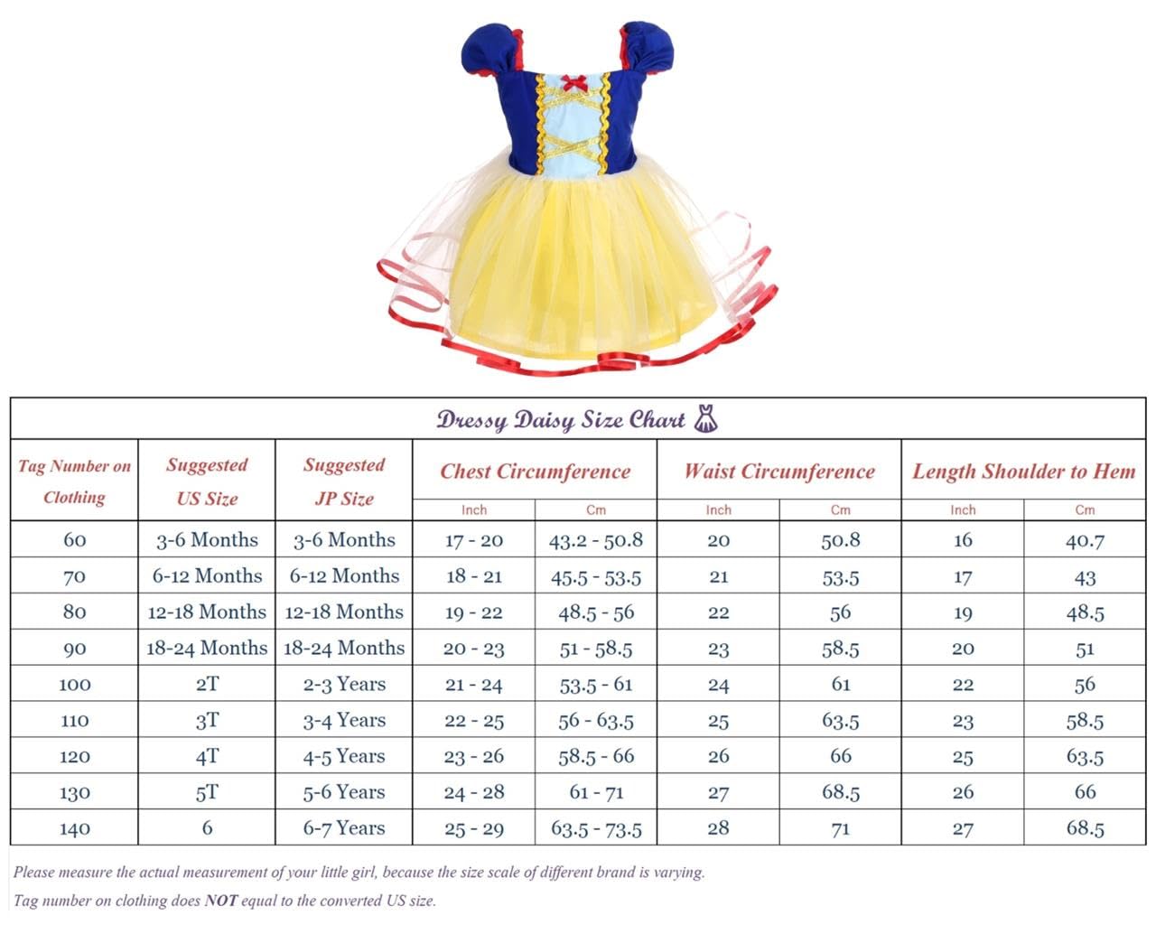 Dressy Daisy Princess Costumes Birthday Fancy Halloween Xmas Party Dresses Up for Toddler Girls Size 4T